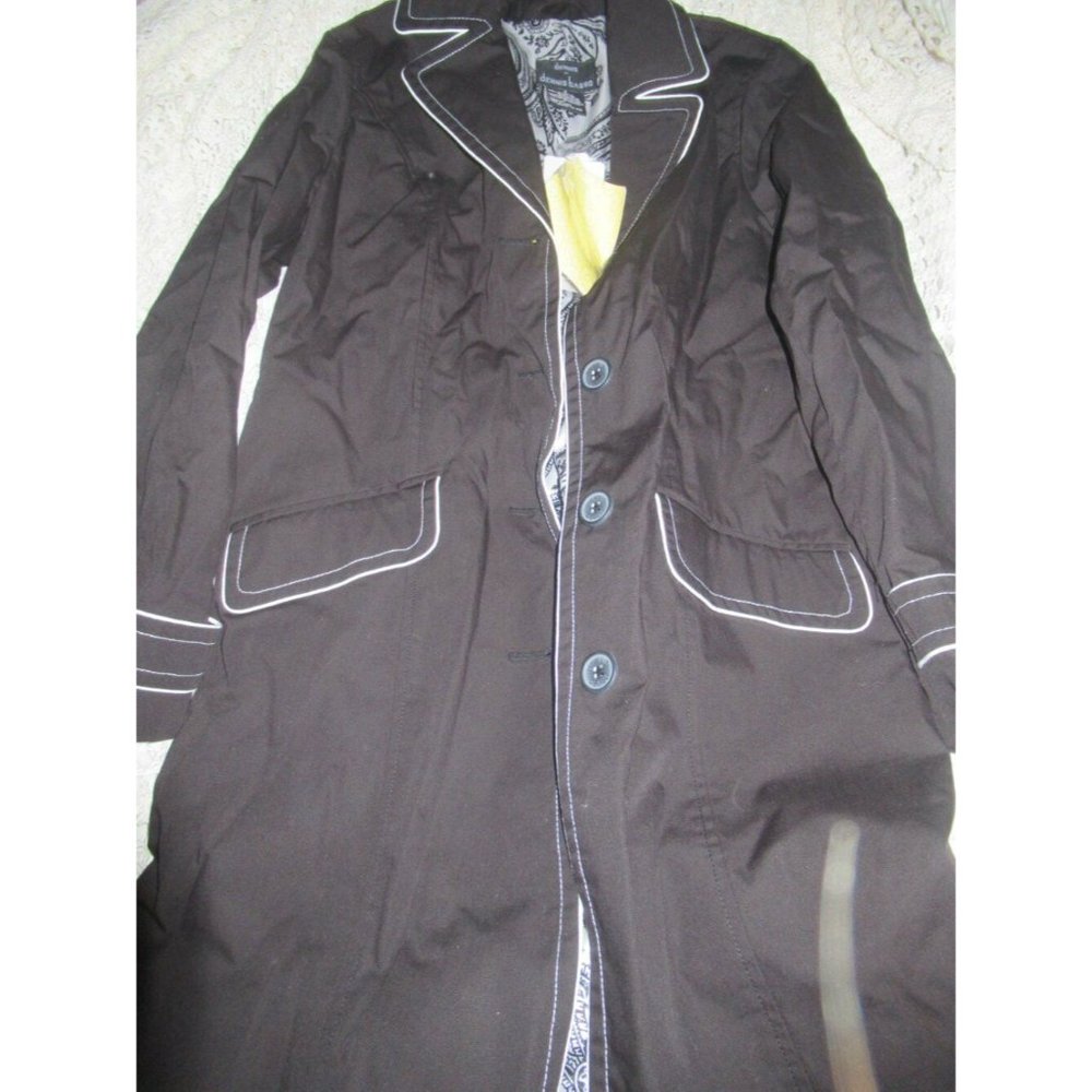 nwt Dennis Basso black trench coat ladies S